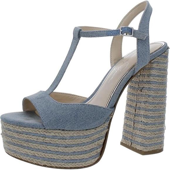 JESSICA SIMPSON Women's Ameeka Denim Peep-Toe Platform Heels, Blue Size 10M - Picture 4 of 5
